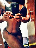 super hot ebony female bodybuilder mistress treasure in ripped contest shape